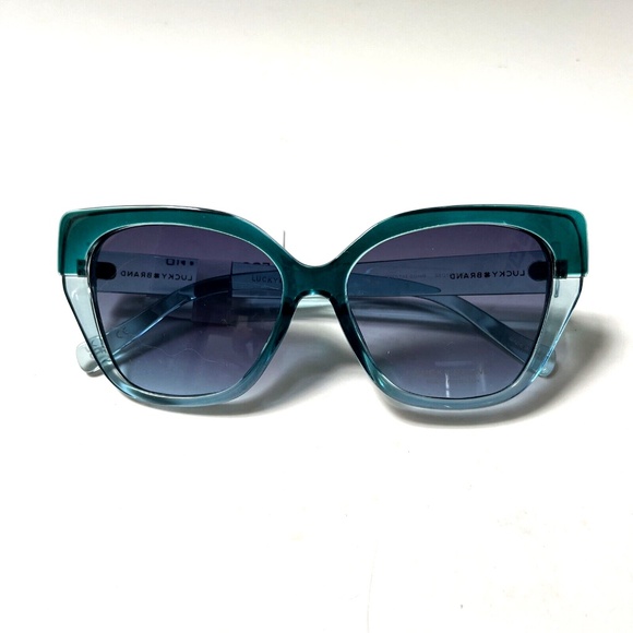 New Original LUCKY BRAND Sunglasses Green Crystal Cat Eye Translucid Acetate - Picture 7 of 7